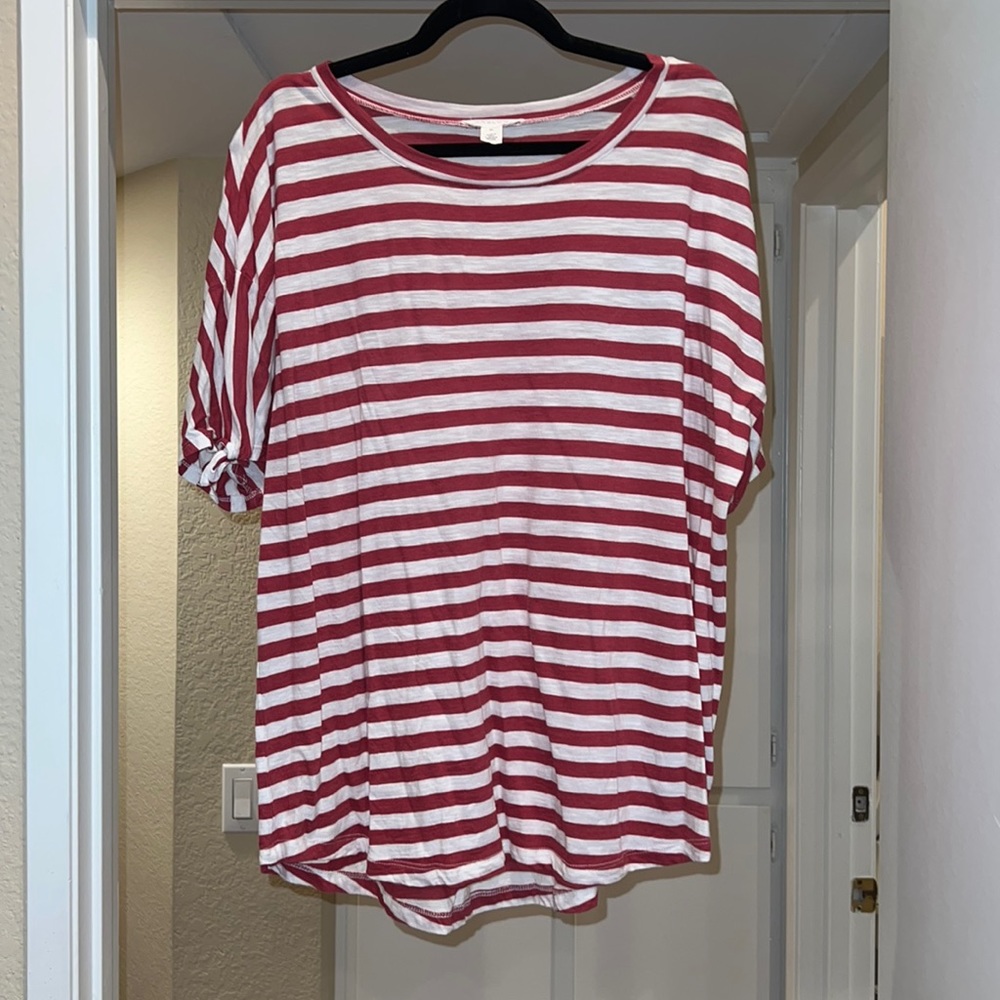 Striped Tee with Knot Sleeves